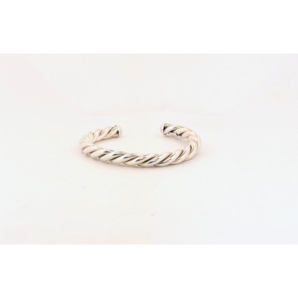 Estate 925 Sterling Silver Twisted Rope Cuff Bracelet Size 6.25” Heavy Solid - Picture 3 of 9